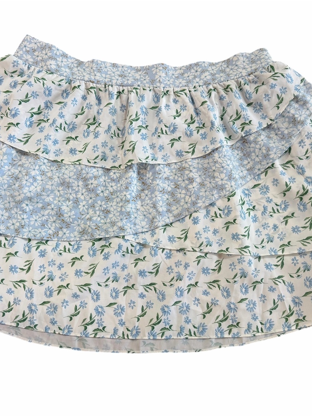 ARULA Light Blue & White Floral Ruffle Skirt